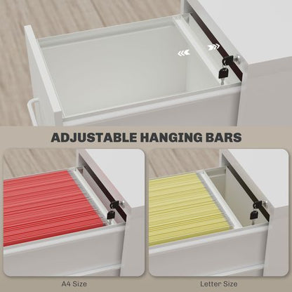 HOMCOM 2 Drawer Filing Cabinet Steel File Cabinet for A4 Letter Size White