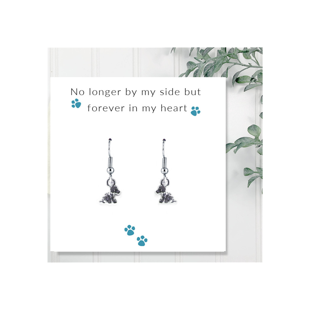 No Longer By My Side - Dog Earrings on Message Card