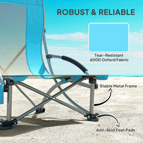 Outsunny Set of 2 Folding Beach Chair, Camping Chair with Carry Bag