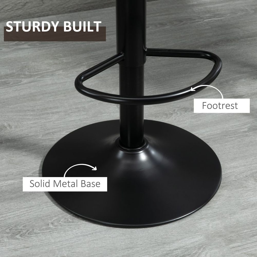 Set Of 2 Microfibre Retro Tub Bar Stools w/ Metal Frame Footrest Home Seat Brown