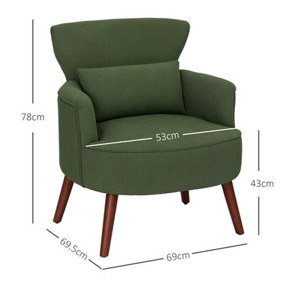 HOMCOM Armchair with Padded Seat and Backrest for Living Room, Green