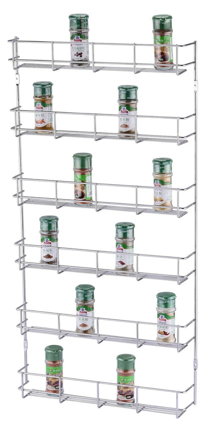 6 Tier Spice Herb Jar Rack Holder Kitchen Door Cupboard Wall Storage
