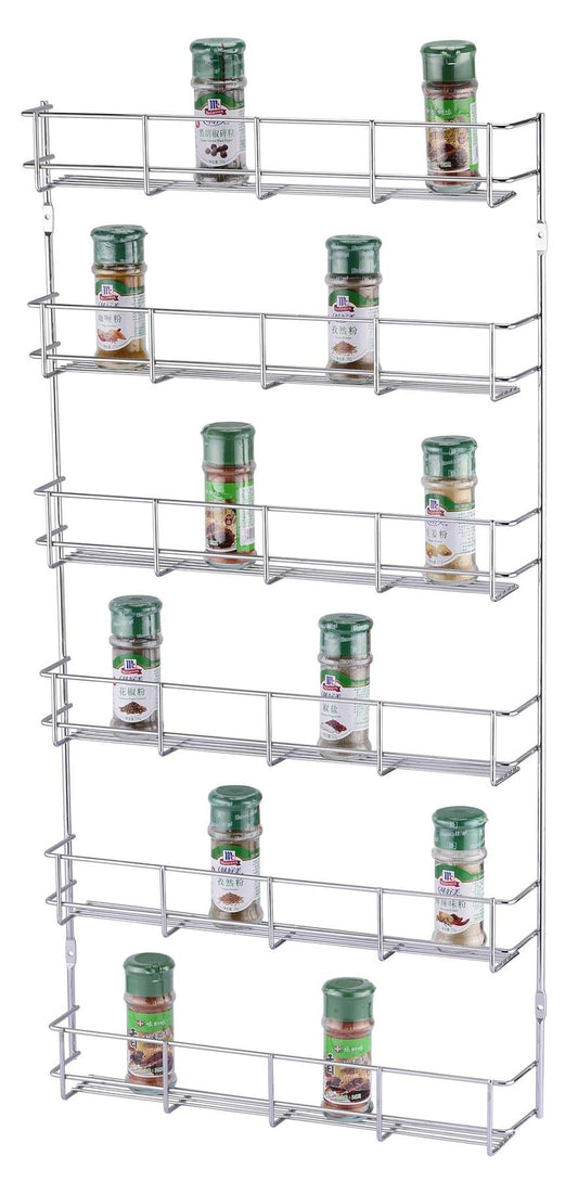 6 Tier Spice Herb Jar Rack Holder Kitchen Door Cupboard Wall Storage