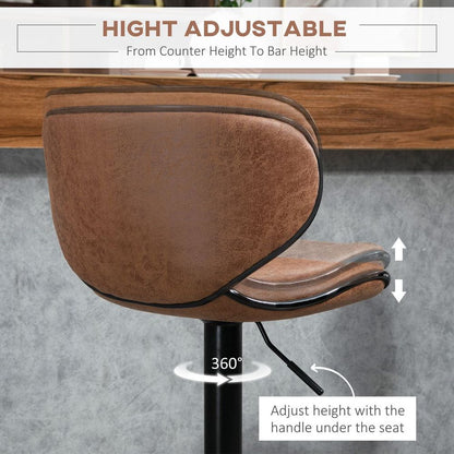 Vintage 2-Piece Microfiber Bar Stool Set | Adjustable Height Armless Chairs | High Quality & Stylish