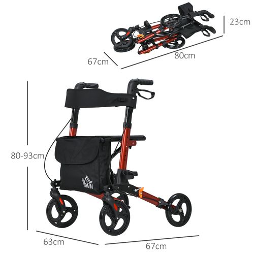 4 Wheel Rollator Walker with Seat Adjustable Mobility Walker with Bag