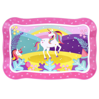 SOKA Unicorn Metal Tin Teapot Set with Carry Case Toy for Kids - 18 Pcs Illustrated Colourful Design Toy Tea Party Set for Boys and Girls Pretend Role Play