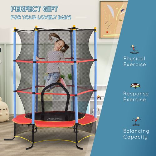 HOMCOM Trampoline for Kids w/Enclosure Net Built-in Zipper 3-10 Year