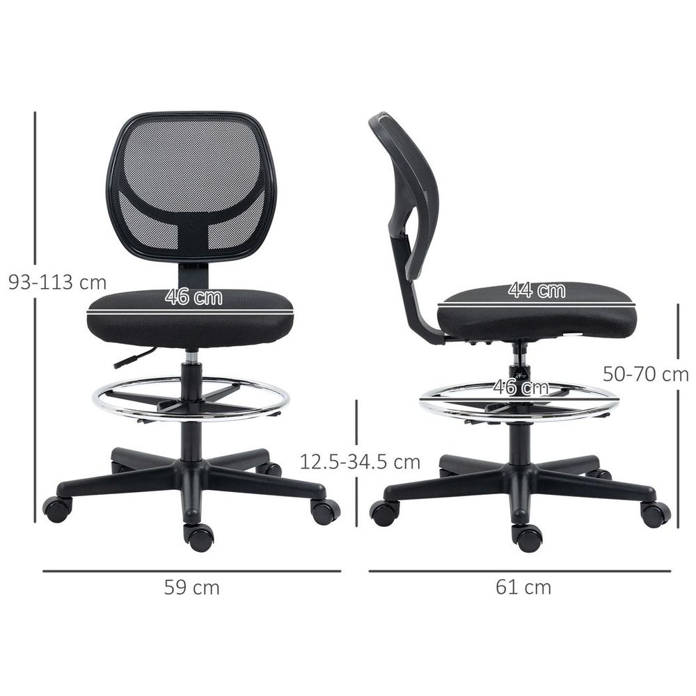 High-Quality Vinsetto Adjustable Draughtsman Chair with Footrest - Black