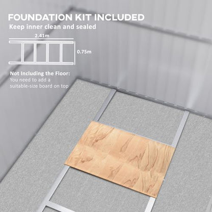 Outsunny 8.5 x 6ft Galvanised Steel Garden Shed with Foundation Kit, Green