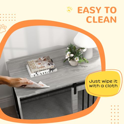 PawHut Dog Crate Furniture with Removable Cushion for Large Dogs - Grey