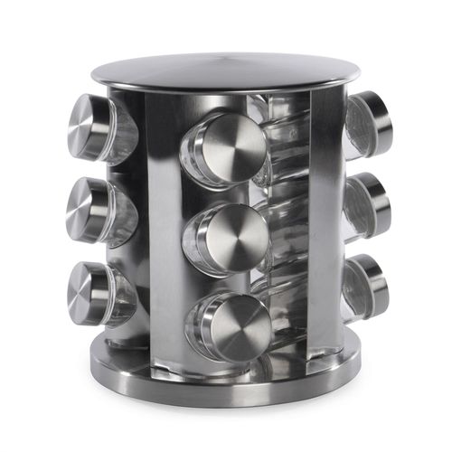 Revolving Spice Rack with 12 Glass Jars Included | M&W
