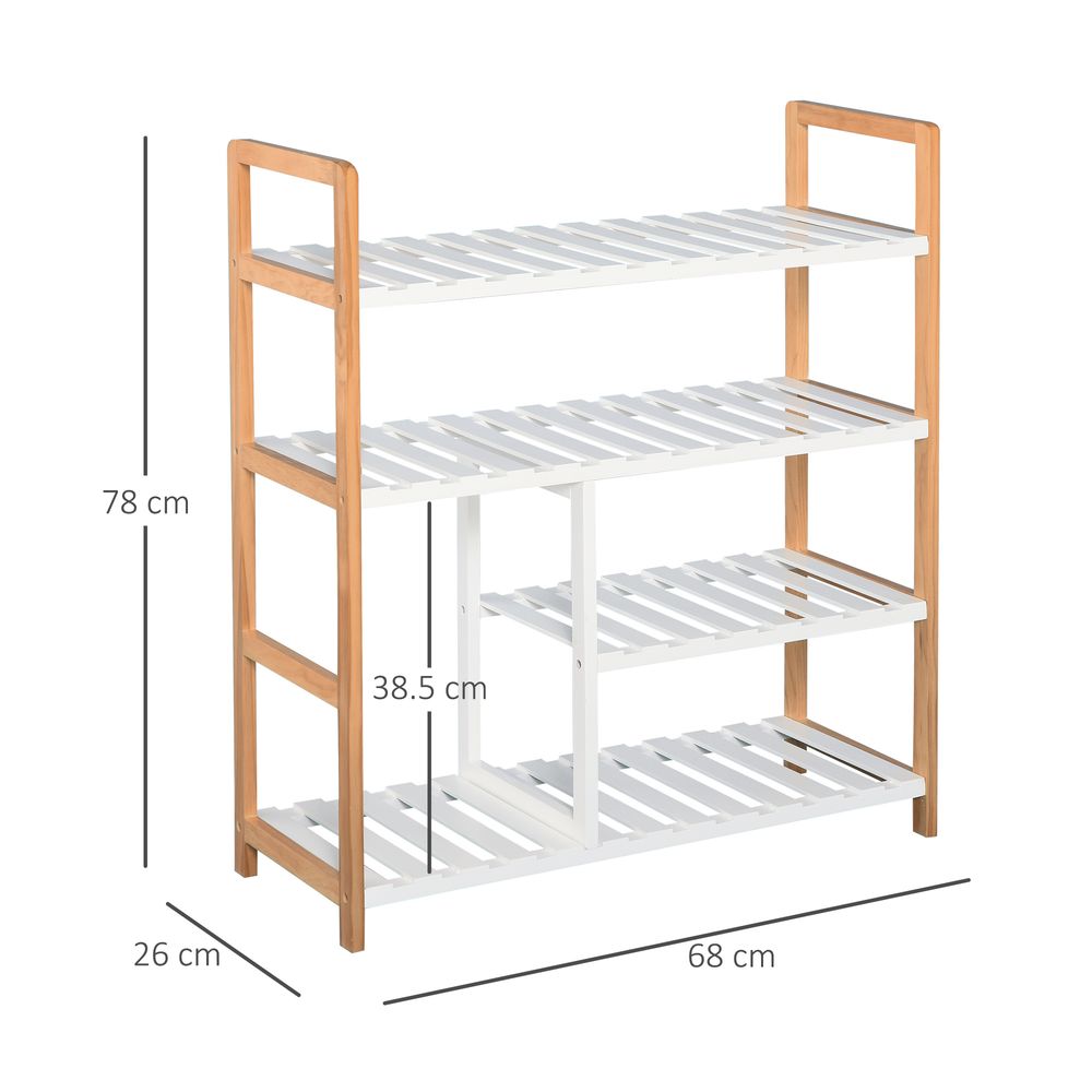 4-Tier Shoe Rack Simple Home Storage Wood Frame Boot Compartment