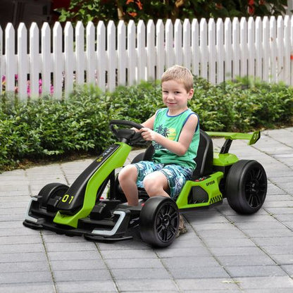 HOMCOM 24V Electric Go Kart for Kids with Adjustable Seat