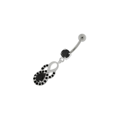 Tear Drop CZ with Fusion Infinity Dangling Navel Belly Button Ring