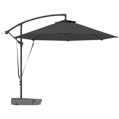 Outsunny Garden Cantilever Parasol with Cover Weighted Base Wind Strap Grey