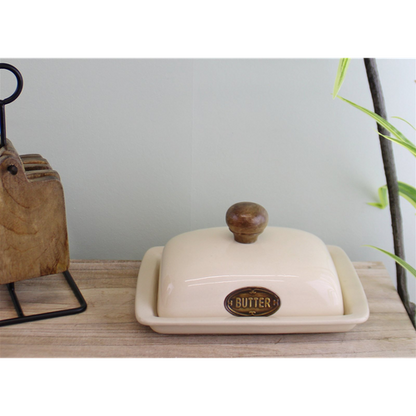 Country Cottage Cream Ceramic Butter Dish