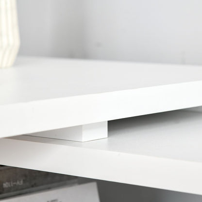 HOMCOM L-Shaped Computer Desk Home Office Workstation, White