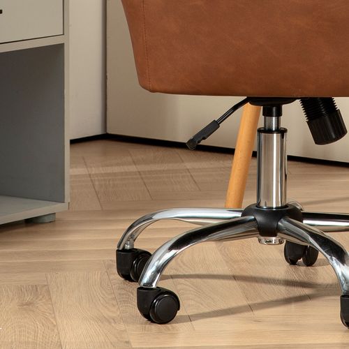 HOMCOM Computer Desk Chair with PU Leather, Swivel Wheels
