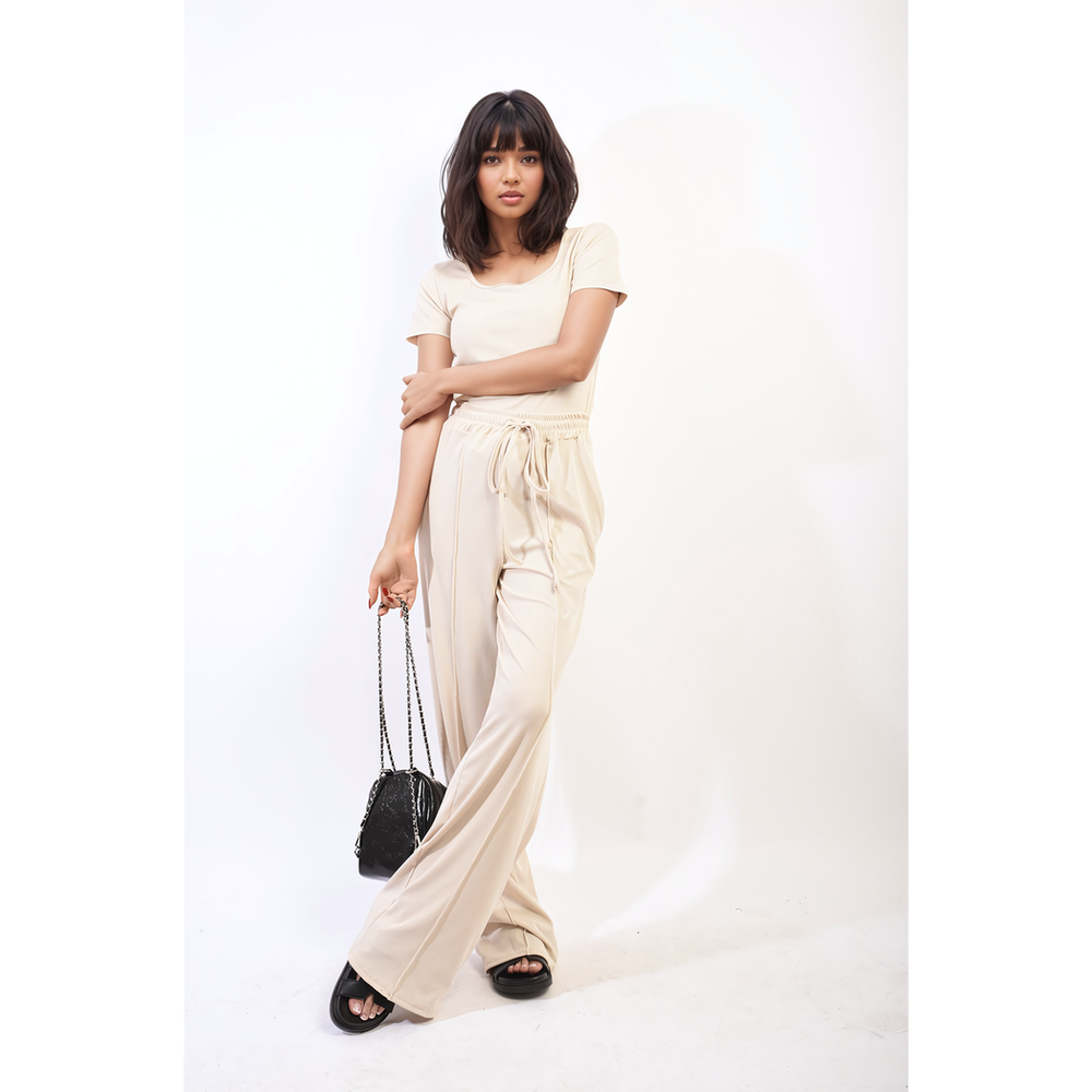 Naomi Short Sleeve Bodysuit & High Waist Drawstring Trouser Co-ord Set