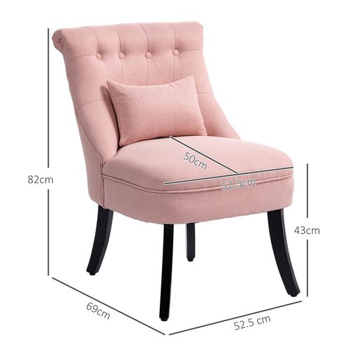 HOMCOM Fabric Single Sofa Upholstered with Pillow Wood Leg Pink