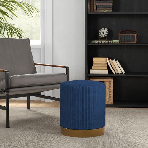 HOMCOM Modern Round Footstool, Fabric Upholstered Foot Rest