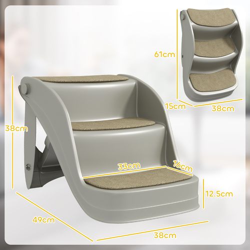 PawHut Foldable Pet Stairs 3 Steps with Non-slip Mats for Small Dogs