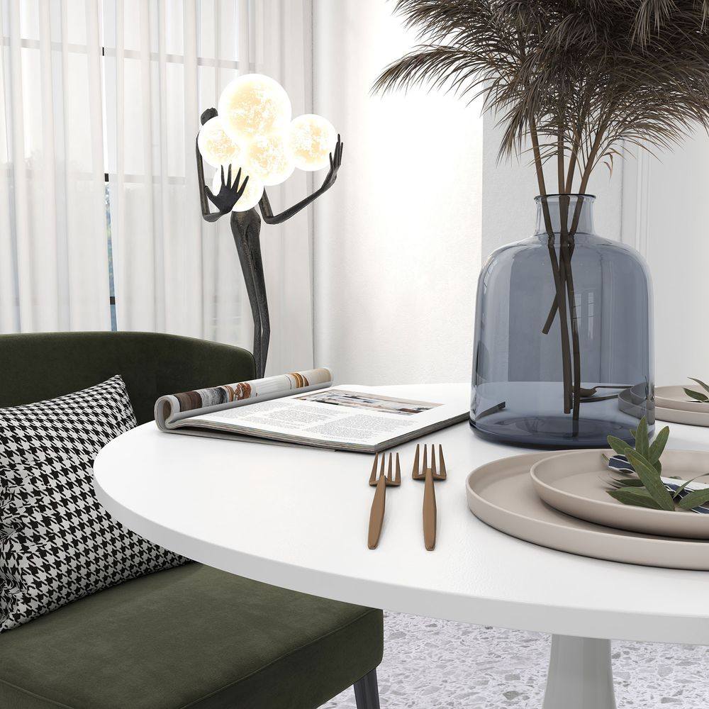Homcom Round Dining Table with Steel Base for Living Room, Dining Room