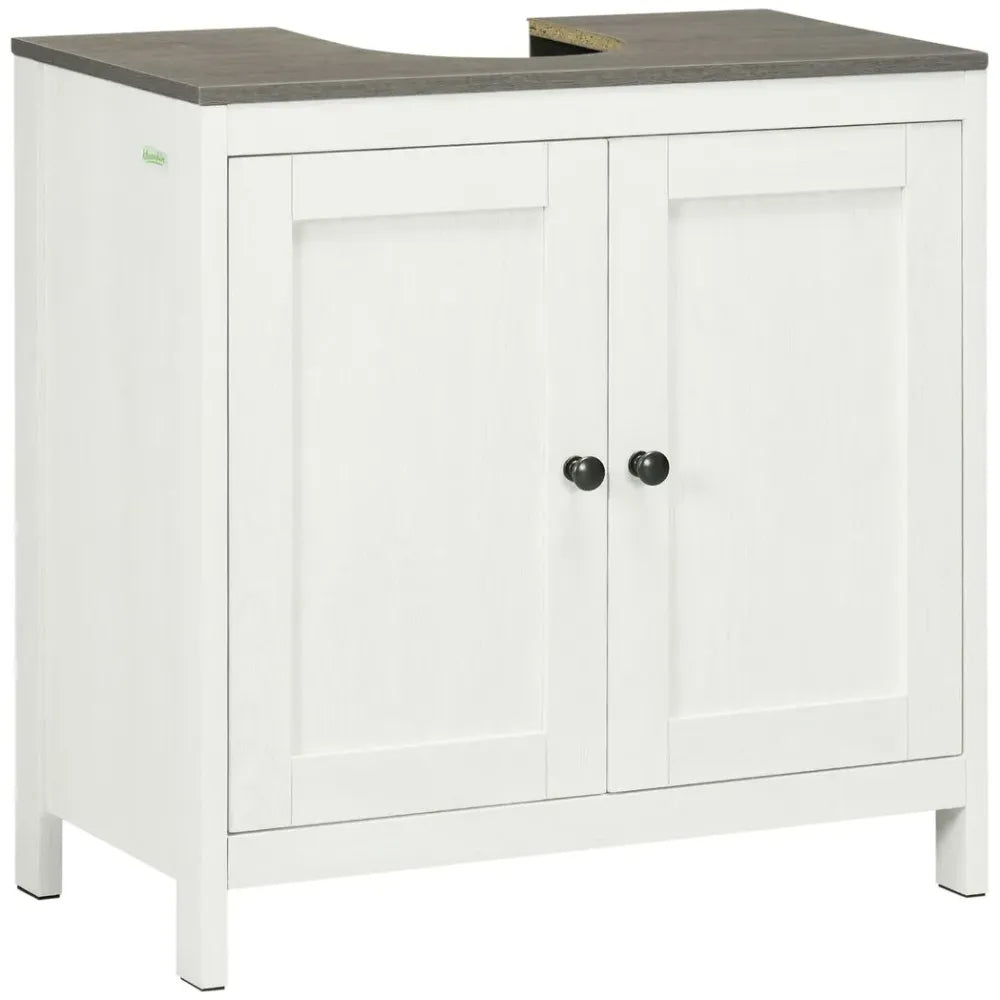 Freestanding Bathroom Under Sink Cabinet w/ Doors Adjustable Shelf, White