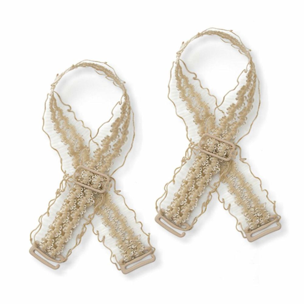 Flo Easy to Use Invisible Shoulder Lace Universal and Adjustable Bra Strap - One Pair (Colours Available) (Nude)