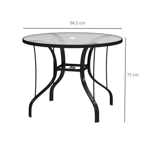 Outsunny Outdoor Dining Table with Parasol Hole, Round, 96.5 x 96.5 x 71 cm
