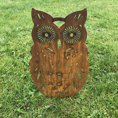 Premium Rusty Metal Standing Owl Decoration - High-Quality Garden Ornament