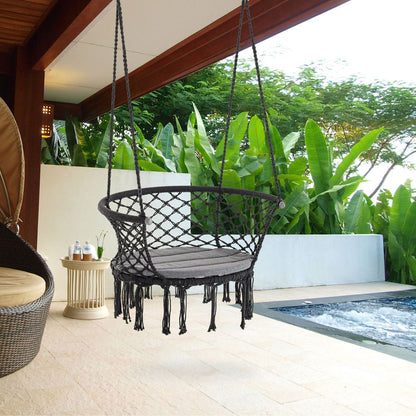 Premium Cotton Rope Swing Hammock Chair - Dark Grey