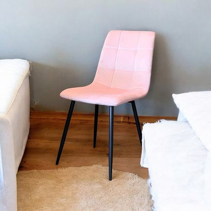 PINK FABRIC CHAIR BLACK METAL LEGS