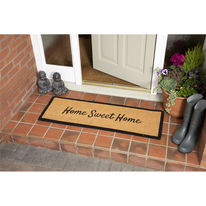 Astley Slogan Home Sweet Home PVC Backed Coir 40x120cm Natural Doormat