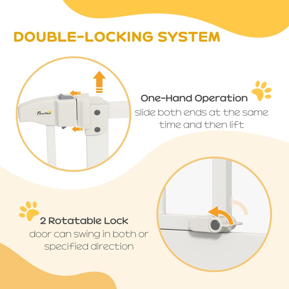 PawHut 74-80cm Adjustable Pet Gate Barrier- Auto-Close, Metal, High Quality