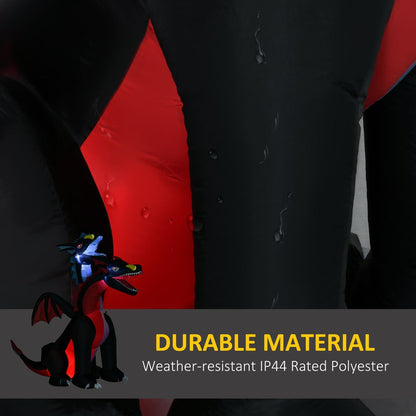 HOMCOM 7FT Blow Up Tall Halloween Inflatable Dragon with 2 Heads and LED Lights