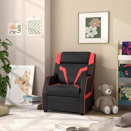 AIYAPLAY 2 in 1 Kids Armchair Recliner, PU Leather, for 3-9 Years Old, Black