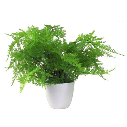 Realistic 30cm Artificial Potted Lady Fern - High Quality Foliage in Plastic Weighted Pot - Leaf Design UK