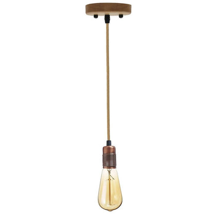 Vintage Industrial E27 Bulb Holder Screw Ceiling Rose Lamp Hemp Pendant Indoor Hanging Light