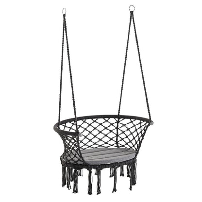 Premium Cotton Rope Swing Hammock Chair - Dark Grey