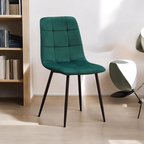 GREEN FABRIC CHAIR BLACK METAL LEGS