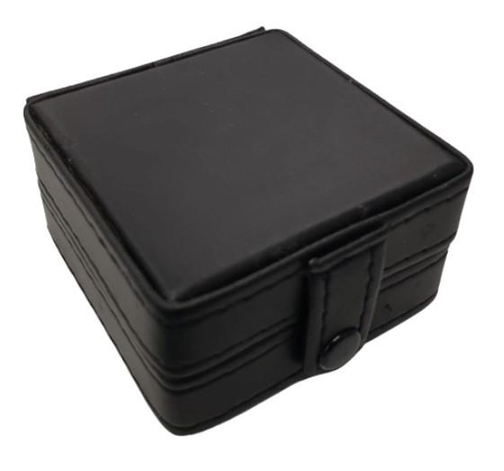 Premium Mini Travel Alarm Clock in Black Leather Box - Top Quality