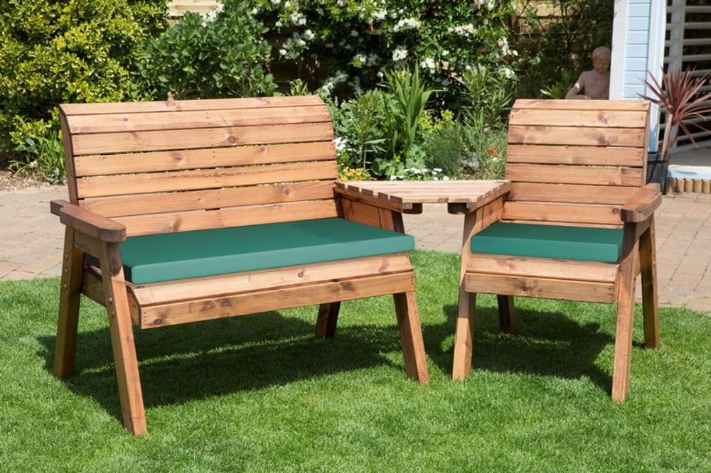 Charles Taylor Three Seater Companion Set with Angled Tray - Handcrafted in Britain, Rustproof, Rot Free - 10 Year Guarantee