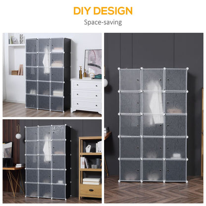 DIY Portable Wardrobe Closet, 111L x 47W x 183Hcm-Black/White