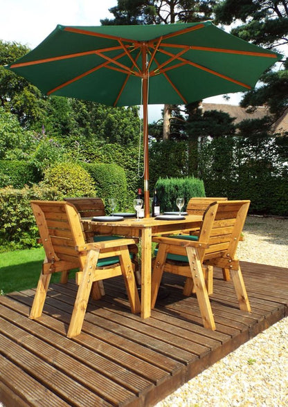 Premium Wood Outdoor Dining Set - 4 Seater Rect Table with Armchairs & 10 Year Guarantee