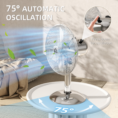 HOMCOM 12" Metal Desk Fan with 3 Speed Settings, Wide-Angled Oscillation