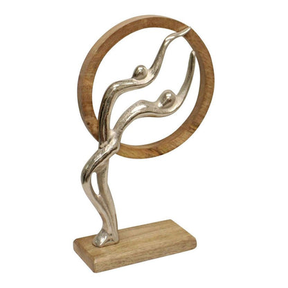 Stylish Abstract Ornament: Silver Couple | Wooden Circle | 31cm