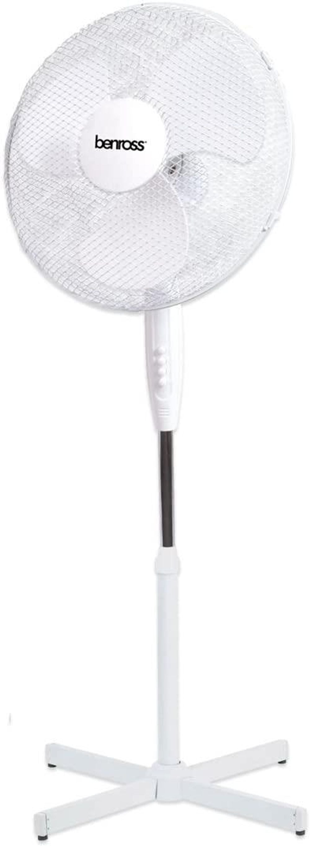Benross 16" 3-Speed Stand Fan - Oscillating & Tilting Head - White