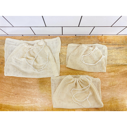 Premium Reusable Fruit & Veg Bags - Set of 3 - Eco-Friendly & Durable