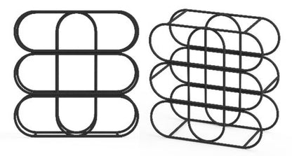 13" CAST IRON BLACK 9 BOTTLE WINE RACK